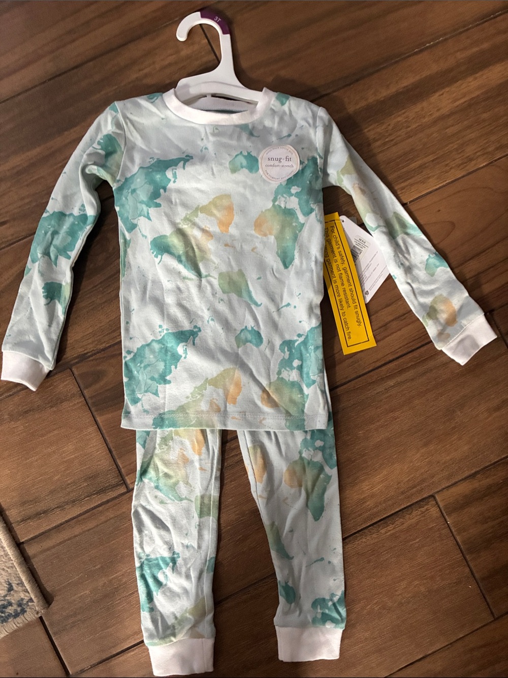Burt's Bees Baby Aqua and Yellow Watercolor Two-Piece Pajama Set